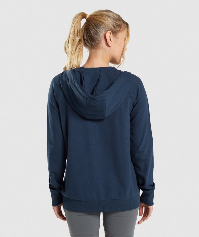 Women's Gymshark Training Zip Hoodie Navy | NZ 6ZUMWH